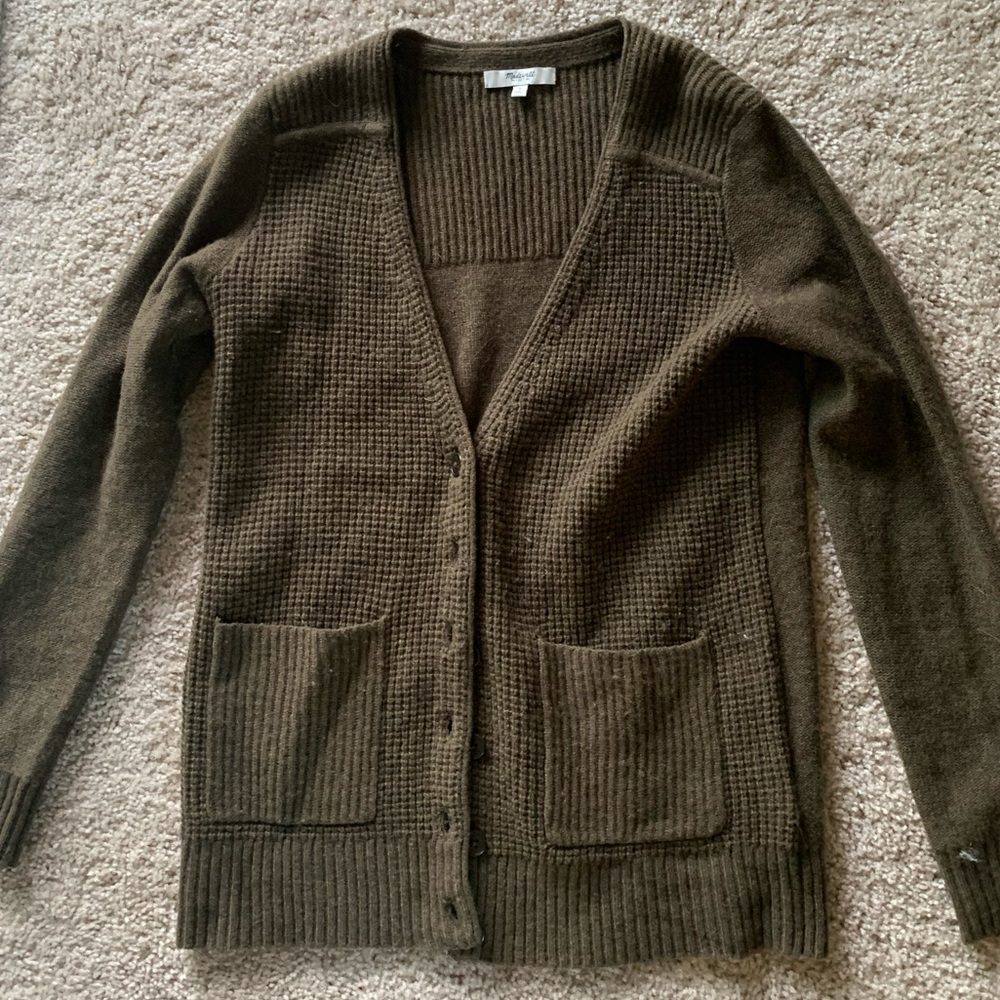 COPY - Madewell olive button sweater 100% wool Sm…